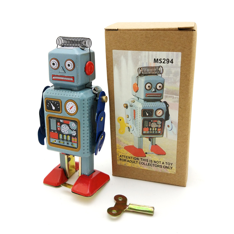Vintage Collectibles Store - Vintage MS294 Tin Wind-Up Robot, Retro