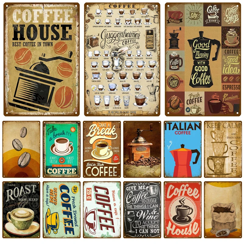 Metal Sign Retro Decor Coffee  - Vintage Collectible Plates ulasan dan harga